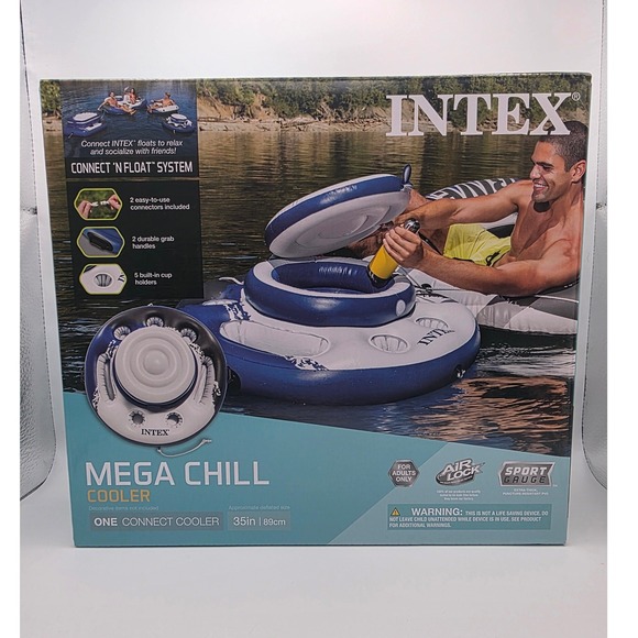 Other - Intex Mega Chill Inflatable Floating Cooler Blue White 35in NEW SEALED PACKAGE